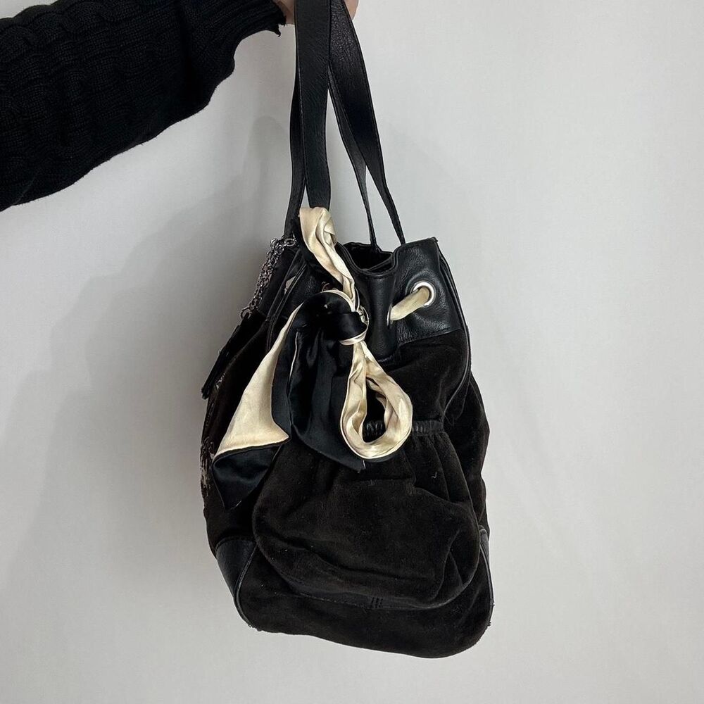 Juicy Couture Vintage Y2K Black Velour Daydreamer Shoulder Bag with bow detail - Picture 2 of 8